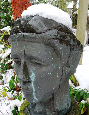 Bronze head with snow cap