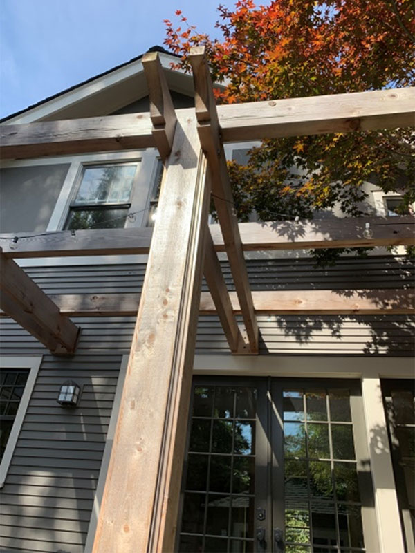 Picture of wood framing of a pergola
