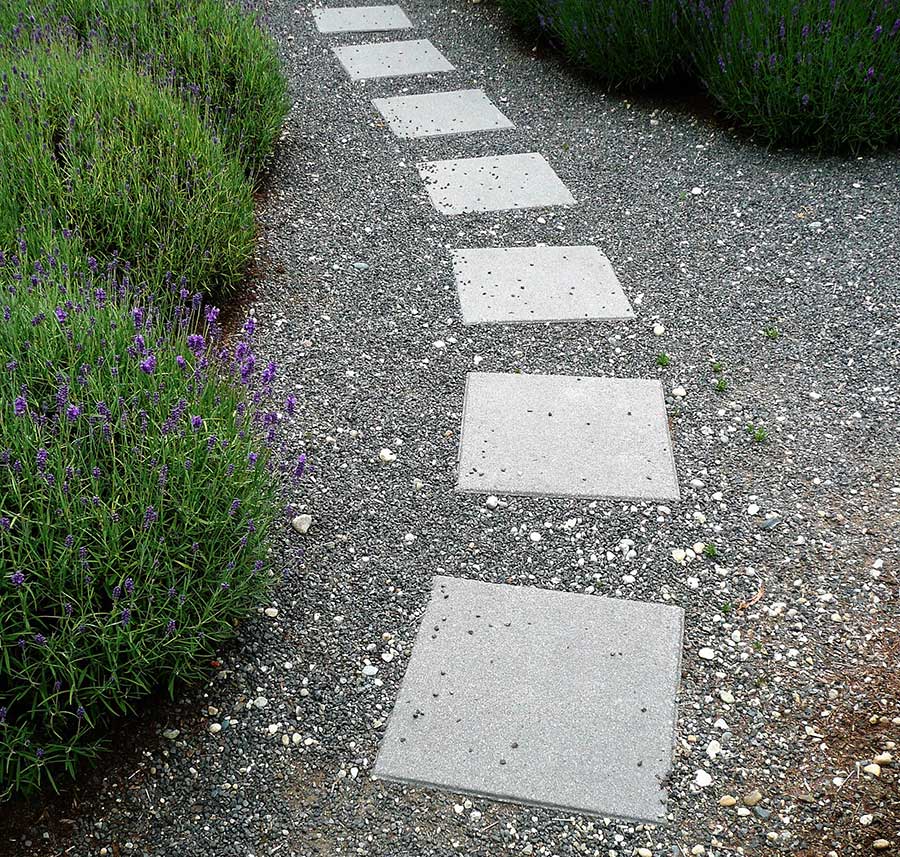 Garden path, concrete pavers, gravel