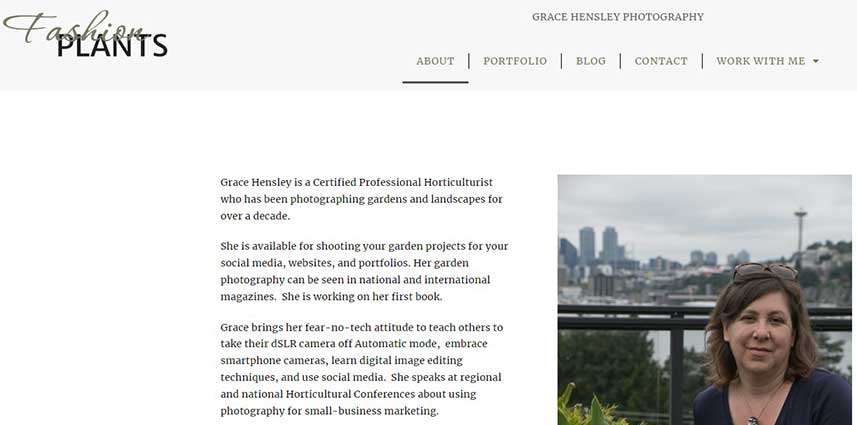 a screenshot of a photographer's website